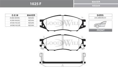 GoodWill 1025 F - Гальмівні колодки, дискові гальма autozip.com.ua