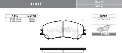 GoodWill 1103 F - Гальмівні колодки, дискові гальма autozip.com.ua