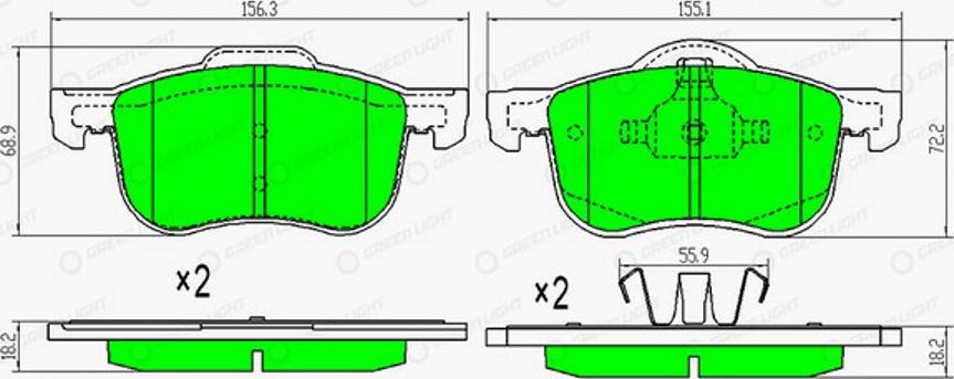 Green Light GLBP0110 - Гальмівні колодки, дискові гальма autozip.com.ua