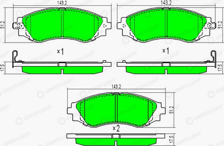 Green Light GLBP0186 - Гальмівні колодки, дискові гальма autozip.com.ua