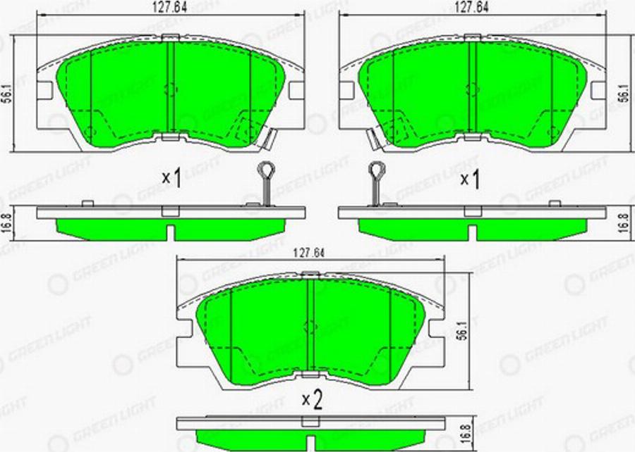 Green Light GLBP0322 - Гальмівні колодки, дискові гальма autozip.com.ua