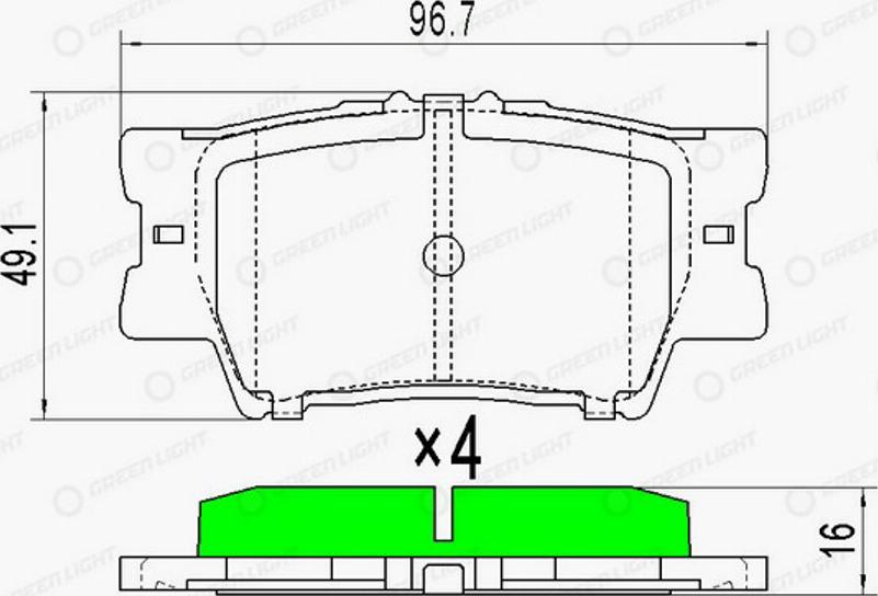 Green Light GLBP0233 - Гальмівні колодки, дискові гальма autozip.com.ua