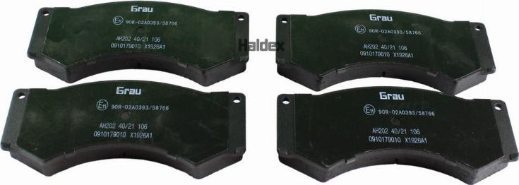 Haldex 1910179010 - Гальмівні колодки, дискові гальма autozip.com.ua