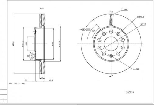 Hart 240 533 - Гальмівний диск autozip.com.ua