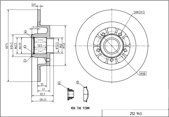 Hart 252 943 - Гальмівний диск autozip.com.ua