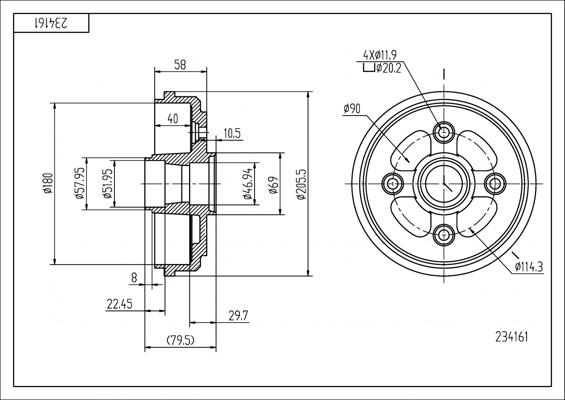 Hart 234 161 - Гальмівний барабан autozip.com.ua