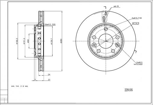 Hart 229 105 - Гальмівний диск autozip.com.ua