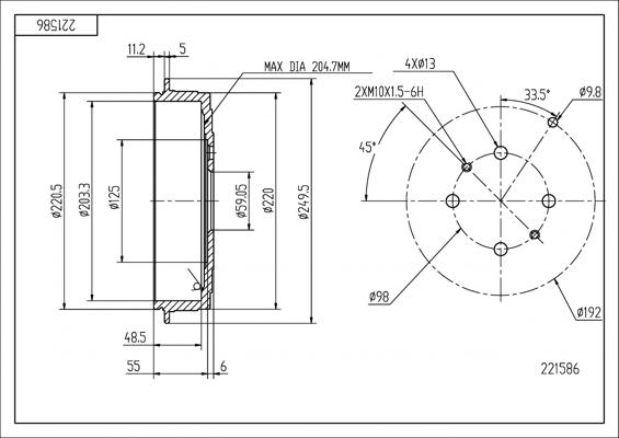 Hart 221 586 - Гальмівний барабан autozip.com.ua