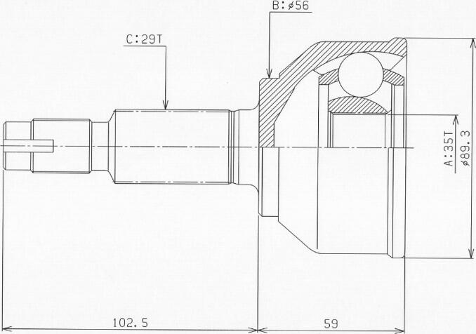 HDK NI-095 - ШРУС к-т Nissan Qashqai J10E 2006 35x56x29 пр-во H.D.K. autozip.com.ua