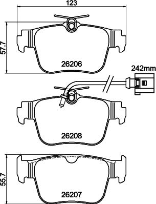 HELLA 8DB 355 044-901 - Гальмівні колодки, дискові гальма autozip.com.ua