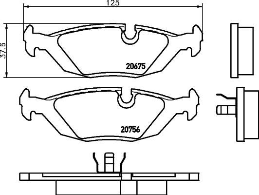 HELLA 8DB 355 006-041 - Гальмівні колодки, дискові гальма autozip.com.ua