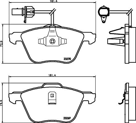 HELLA 8DB 355 008-921 - Гальмівні колодки, дискові гальма autozip.com.ua