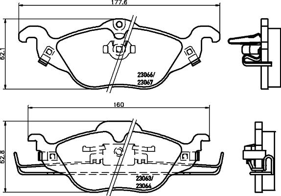 HELLA 8DB 355 008-571 - Гальмівні колодки, дискові гальма autozip.com.ua