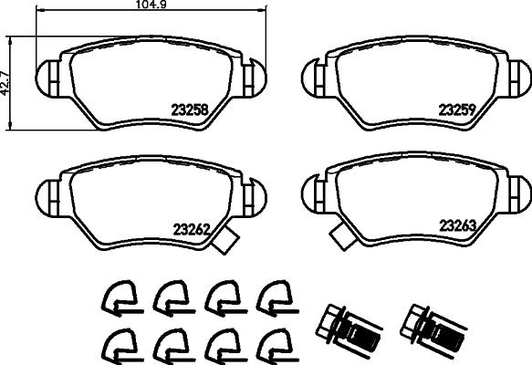 HELLA 8DB 355 019-271 - Гальмівні колодки, дискові гальма autozip.com.ua