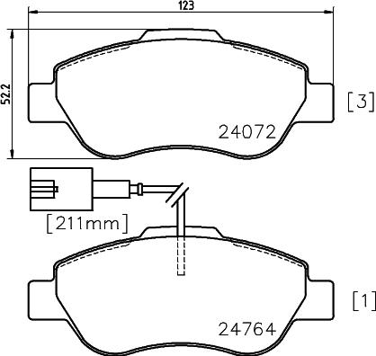 HELLA 8DB 355 014-471 - Гальмівні колодки, дискові гальма autozip.com.ua