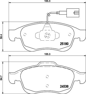 HELLA 8DB 355 015-521 - Гальмівні колодки, дискові гальма autozip.com.ua