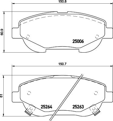 HELLA 8DB 355 015-691 - Гальмівні колодки, дискові гальма autozip.com.ua