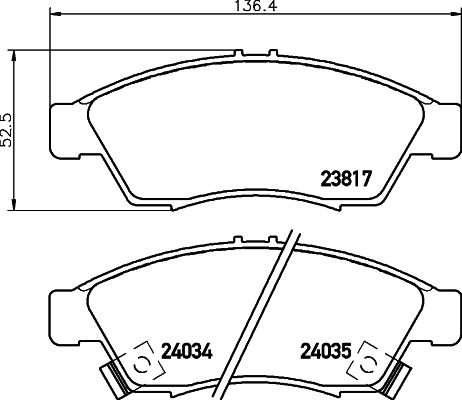 HELLA 8DB 355 011-081 - Гальмівні колодки, дискові гальма autozip.com.ua