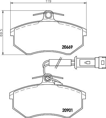 HELLA 8DB 355 017-651 - Гальмівні колодки, дискові гальма autozip.com.ua