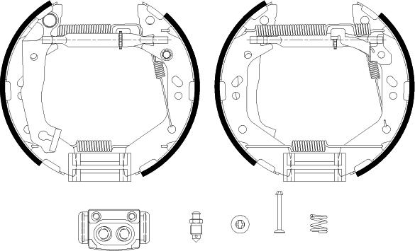 HELLA 8DB 355 038-161 - Комплект гальм, барабанний механізм autozip.com.ua