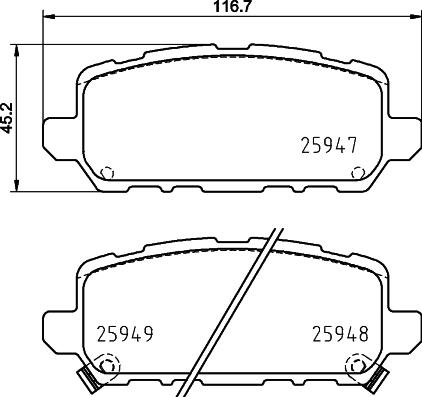 HELLA 8DB 355 037-201 - Гальмівні колодки, дискові гальма autozip.com.ua