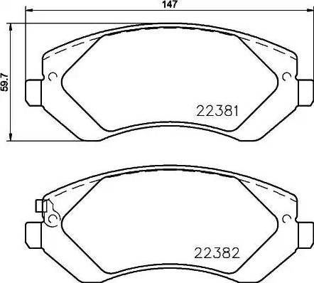 HELLA 8DB 355 024-881 - Гальмівні колодки, дискові гальма autozip.com.ua