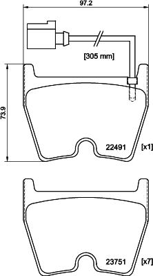 HELLA 8DB 355 025-171 - Гальмівні колодки, дискові гальма autozip.com.ua