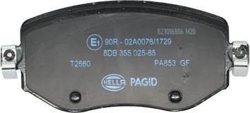 HELLA 8DB 355 025-851 - Гальмівні колодки, дискові гальма autozip.com.ua