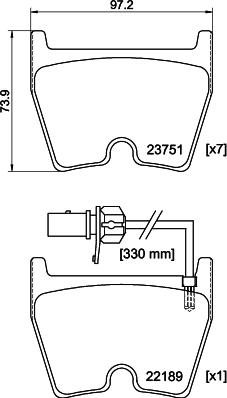 HELLA 8DB 355 023-081 - Гальмівні колодки, дискові гальма autozip.com.ua