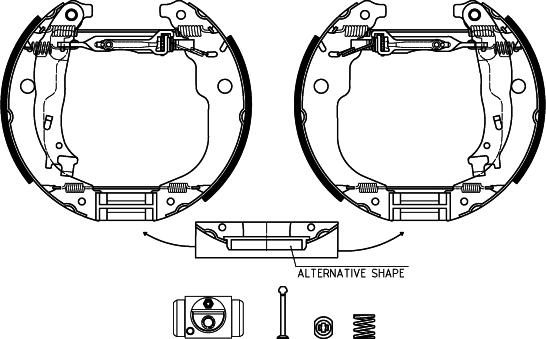 HELLA 8DB 355 022-951 - Комплект гальм, барабанний механізм autozip.com.ua