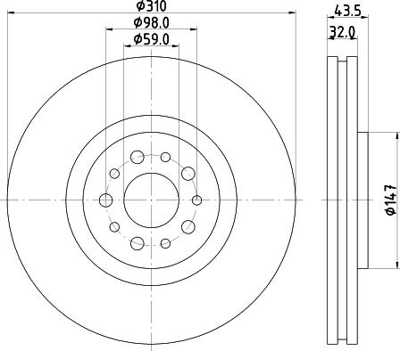 HELLA 8DD 355 109-131 - Гальмівний диск autozip.com.ua