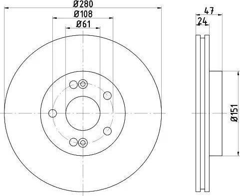 HELLA 8DD 355 109-281 - Гальмівний диск autozip.com.ua