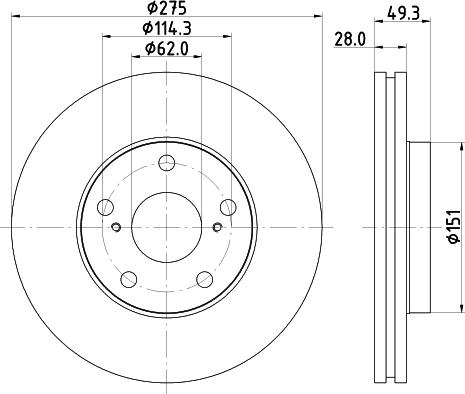 HELLA 8DD 355 104-931 - Гальмівний диск autozip.com.ua