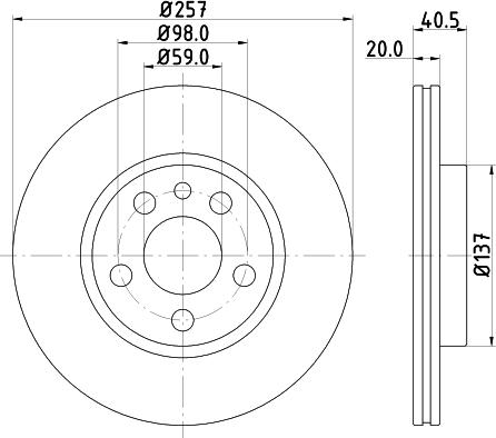 HELLA 8DD 355 105-621 - Гальмівний диск autozip.com.ua