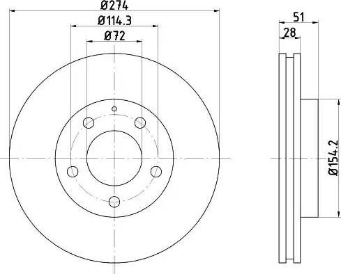 HELLA 8DD 355 105-081 - Гальмівний диск autozip.com.ua