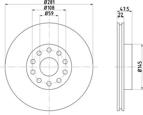 HELLA 8DD 355 106-291 - Гальмівний диск autozip.com.ua