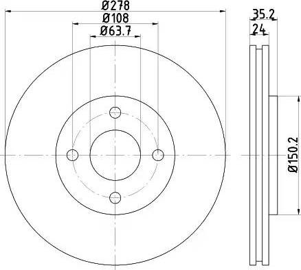 HELLA 8DD 355 110-981 - Гальмівний диск autozip.com.ua