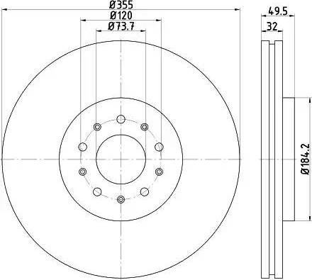 HELLA 8DD 355 117-391 - Гальмівний диск autozip.com.ua