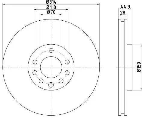 HELLA 8DD 355 109-261 - Гальмівний диск autozip.com.ua