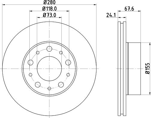 HELLA 8DD 355 127-811 - Гальмівний диск autozip.com.ua