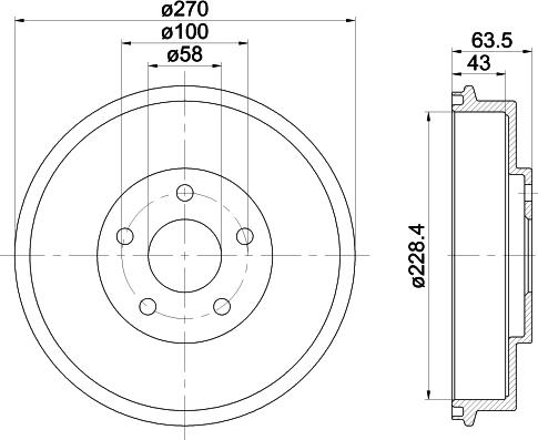 HELLA 8DT 355 300-911 - Гальмівний барабан autozip.com.ua