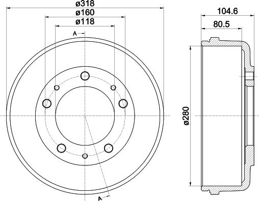 HELLA 8DT 355 300-451 - Гальмівний барабан autozip.com.ua