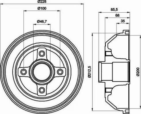 HELLA 8DT 355 300-401 - Гальмівний барабан autozip.com.ua