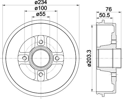 HELLA 8DT 355 300-641 - Гальмівний барабан autozip.com.ua