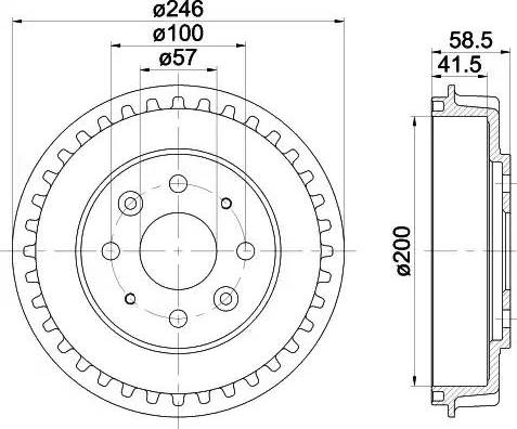 HELLA 8DT 355 300-781 - Гальмівний барабан autozip.com.ua