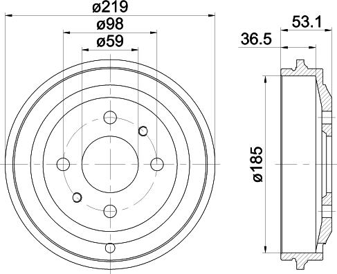 HELLA 8DT 355 301-431 - Гальмівний барабан autozip.com.ua