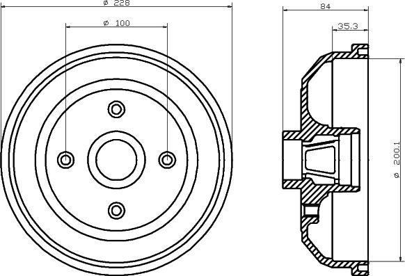 HELLA 8DT 355 301-551 - Гальмівний барабан autozip.com.ua