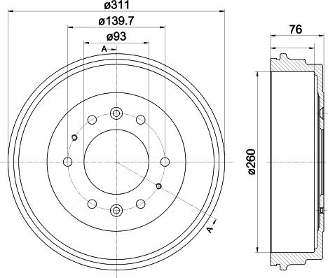 HELLA 8DT 355 301-841 - Гальмівний барабан autozip.com.ua