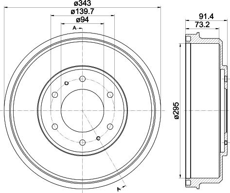 HELLA 8DT 355 301-821 - Гальмівний барабан autozip.com.ua