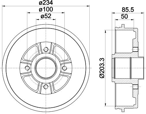 HELLA 8DT 355 301-391 - Гальмівний барабан autozip.com.ua